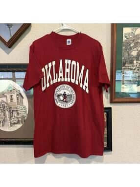 Vintage 90s Russell Athletic USA University Of Oklahoma Shirt Size Large
